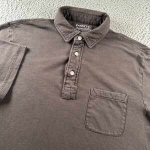 Faherty Sunwashed Polo Shirt Mens M Organic Cotton Short Sleeve Pocket Charcoal‎